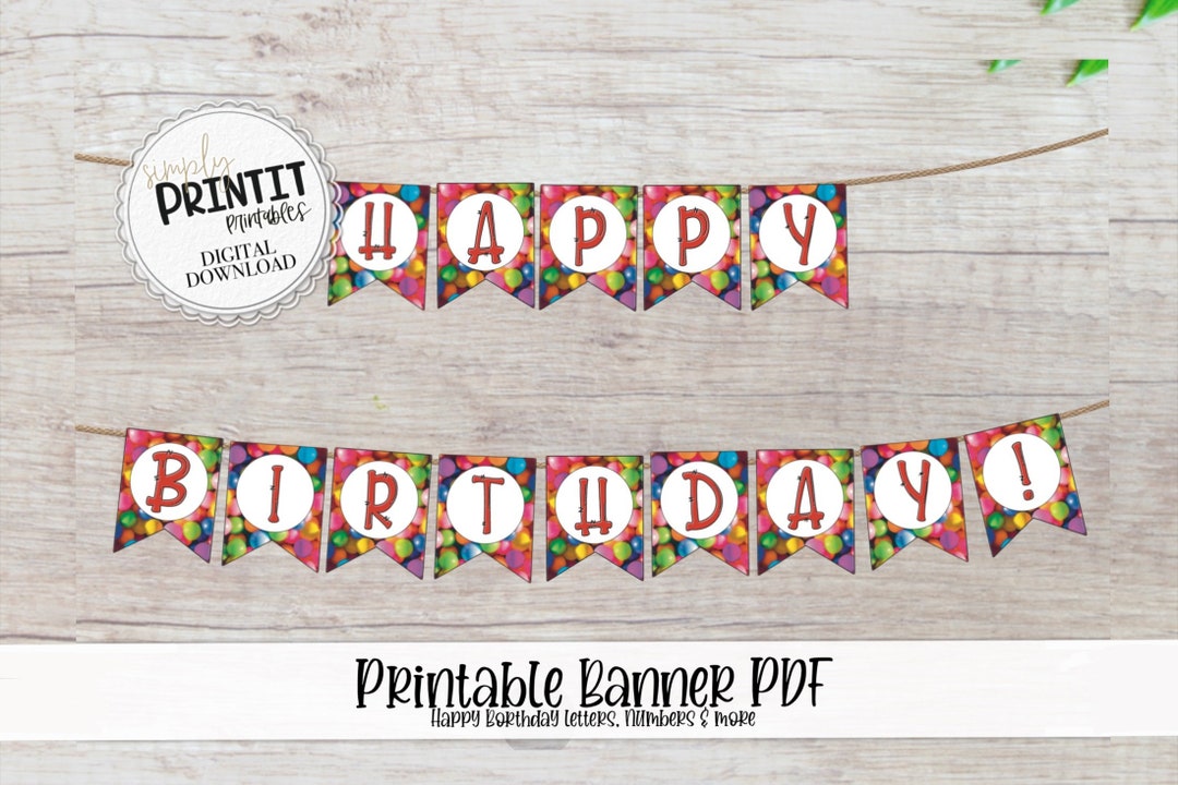 Happy Birthday Printable Banner, Birthday Party Decor, Ballon Banner - Etsy