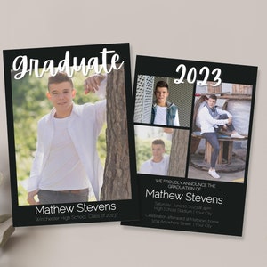 Graduation Invitation Template, Modern Graduation Announcement, Class of 2023, High School, Graduation Party Invite, College Grad