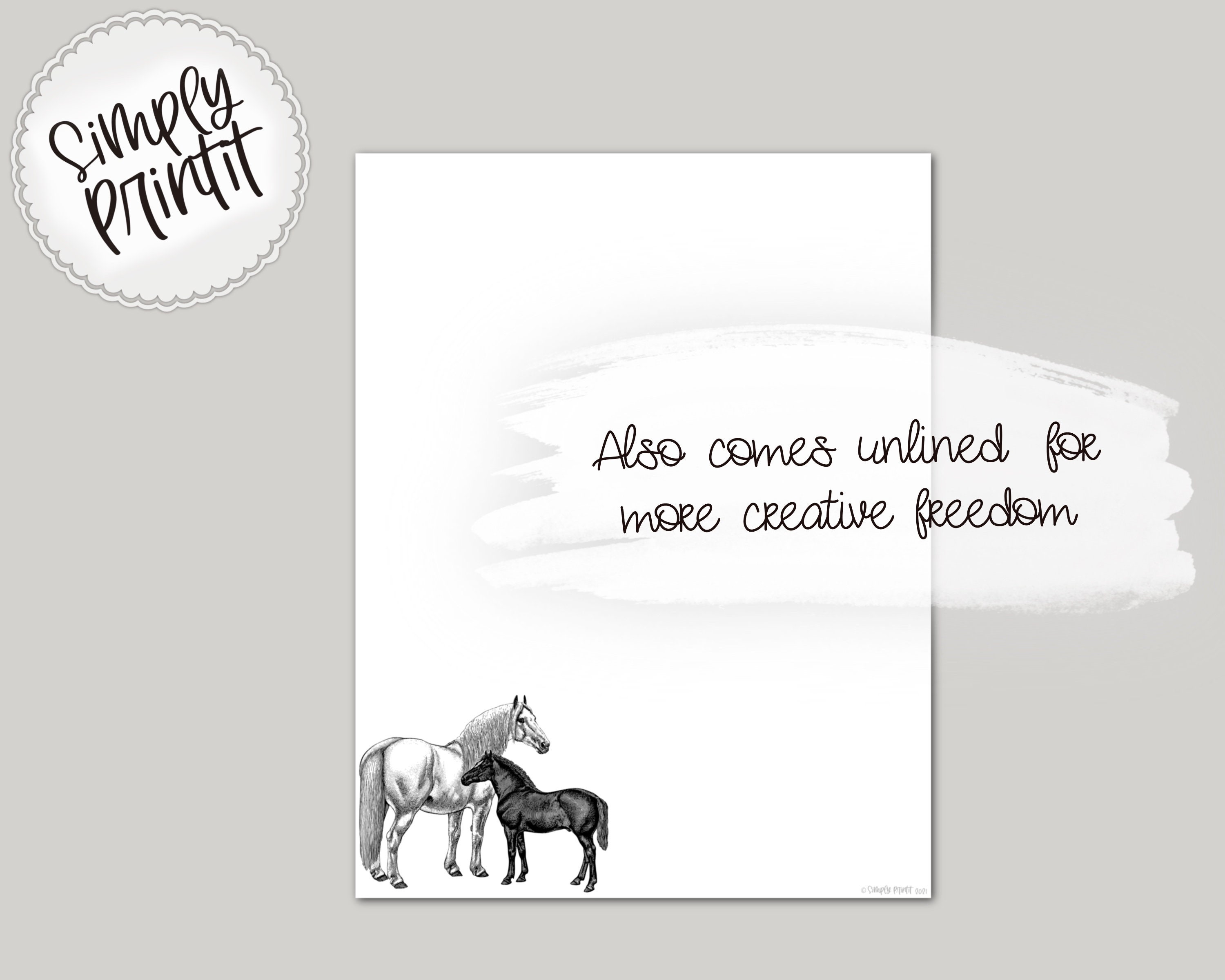 Horses Printable Stationery Set A4 Stationary Paper Instant | Etsy