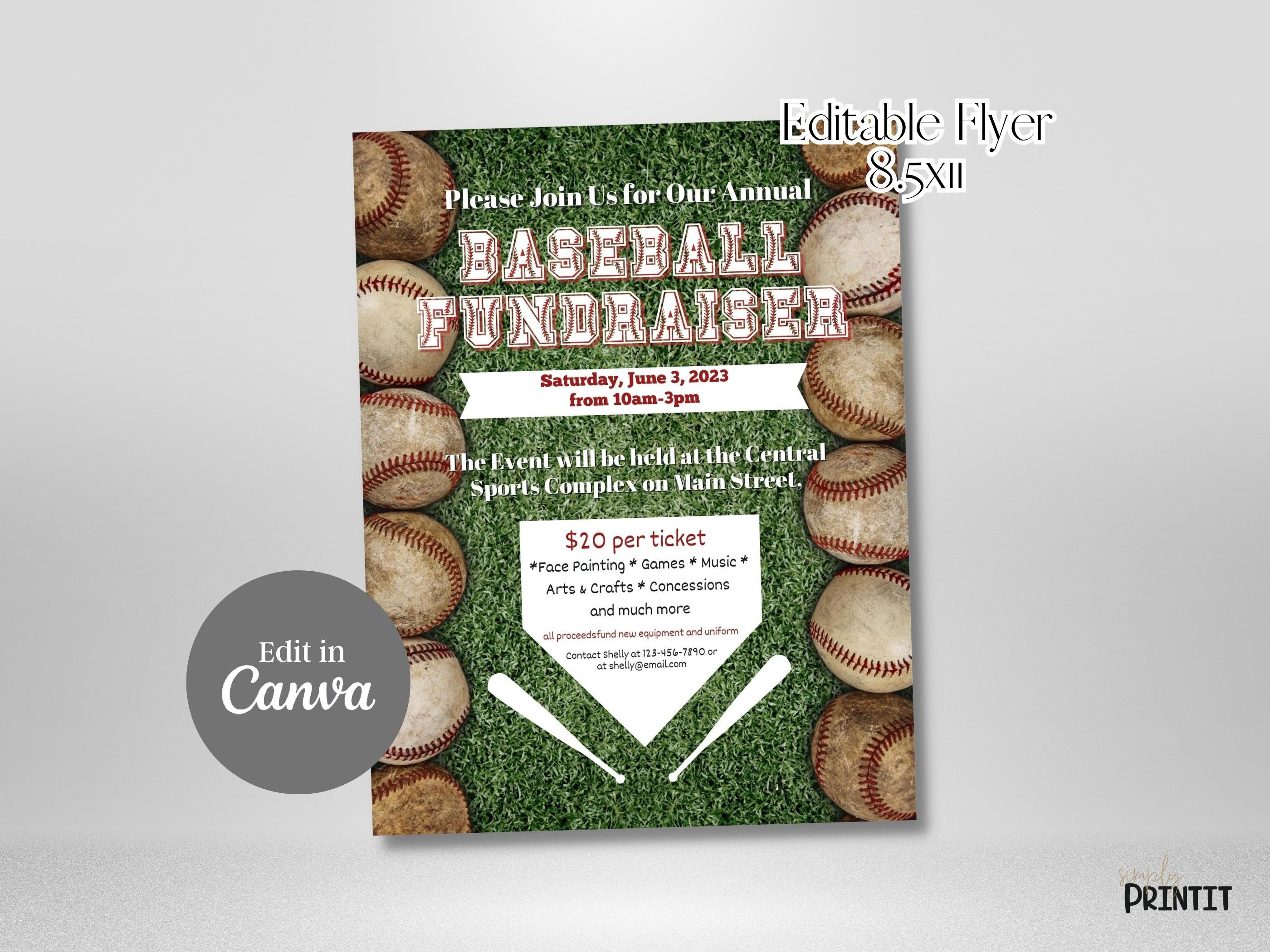 Editable Flyer Template, EDITABLE Baseball Fundraiser Flyer, School ...