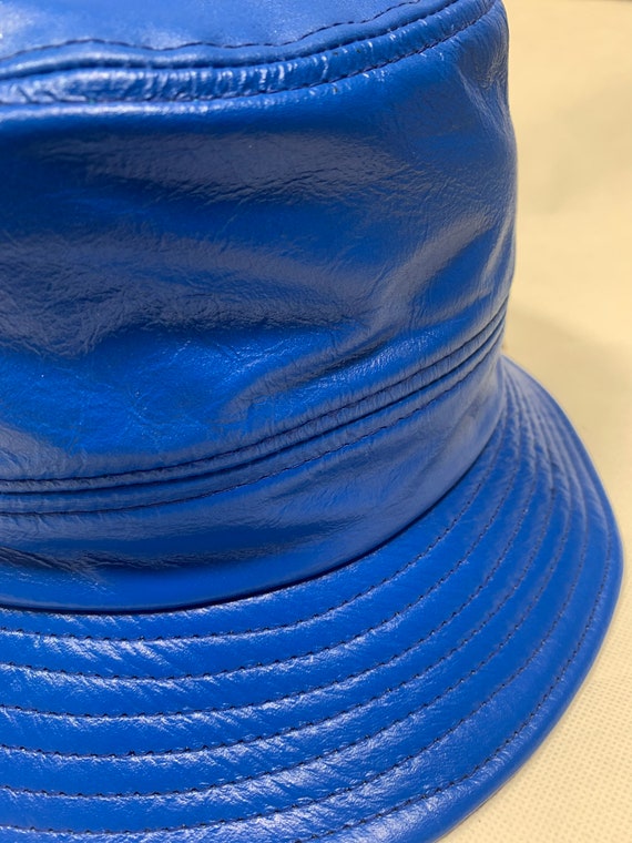 Genuine Leather Bucket Hat in Blue - Etsy display picture 1