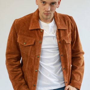 Tan Brown 100% Real Suede Trucker Jacket | Jeans Jeans Jacket
