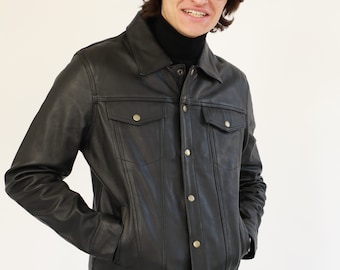 Genuine Leather Jean Jacket Style Jacket