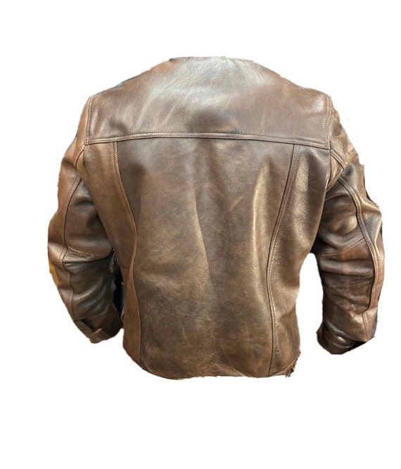 Brown Genuine Leather Trucker Jacket - Etsy