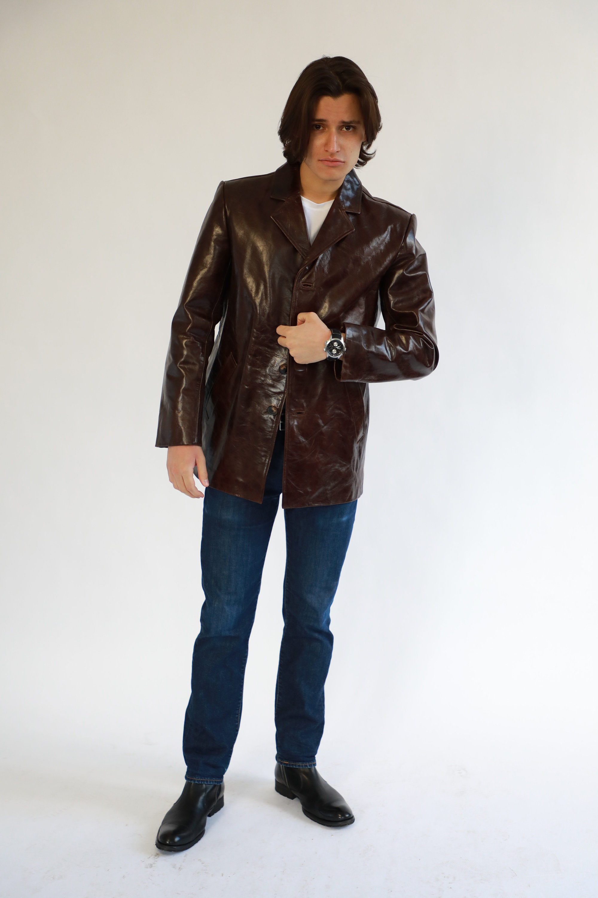 Men'S Solid Brown Wool Italian XL Jacket main image 0