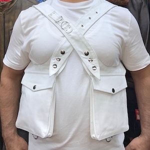 Étui d'épaule en cuir véritable, ceinture de sécurité en argent, antivol