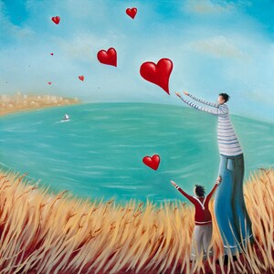 Releasing hearts with Papa giclee print large