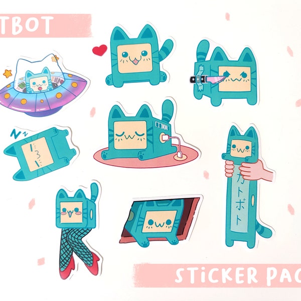 CATBOT sticker pack - cute robot animal stickers, decorative, meme / Original Character