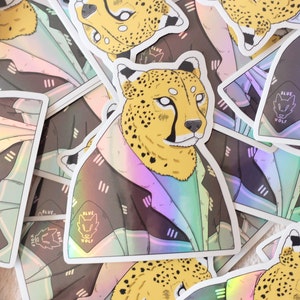Cheeta Holographic Vinyl sticker // Guepardo pegatina Vinilo holográfica - wild animal