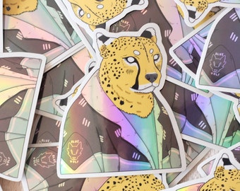 Cheeta holographische Vinyl-Aufkleber / / Guepardo Pegatina Vinilo hologréfica - wilde Tier