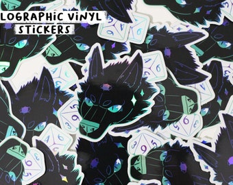 NEW DESIGN - Holographic Vinyl Sticker Wolf mit Würfeln - Wolf Edition, Lobos, schwarz weiß, Vaporwave, Tier, dunkel, dekorativ