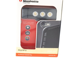 Manfrotto Klyp + external LED lightning for Iphone 5, 5S, 6, 6s with tripod mount for the phone