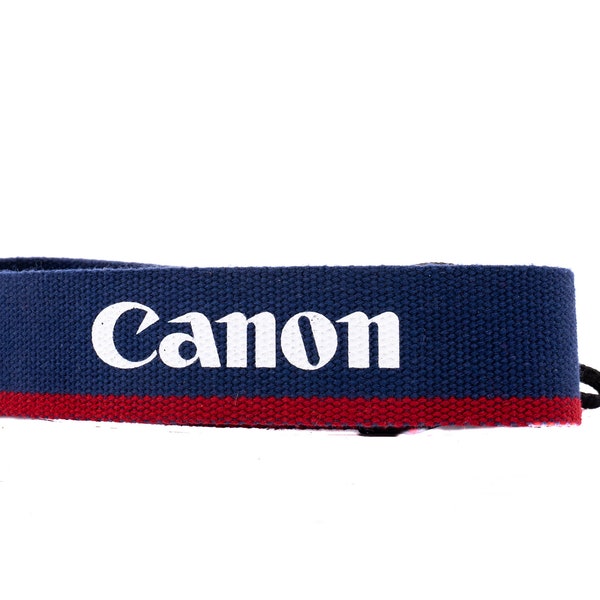 Canon EOS vintage strap in blue, red and white colors