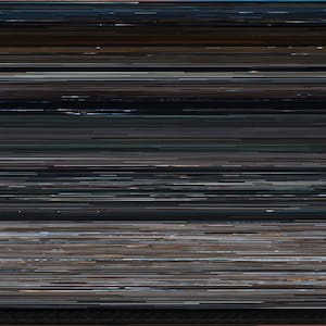 May include: A close-up of a television screen displaying static with horizontal lines of color, including blue, green, brown, and black.