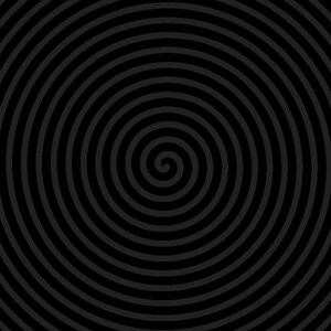 May include: A black and white spiral pattern with concentric circles that get progressively smaller towards the center.