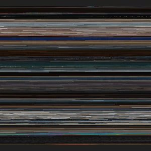 May include: A digital image with a pattern of horizontal lines in various shades of blue, brown, grey, and black.