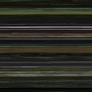 Può includere: Arte digitale astratta con un motivo di linee orizzontali in tonalità di verde, blu e marrone.