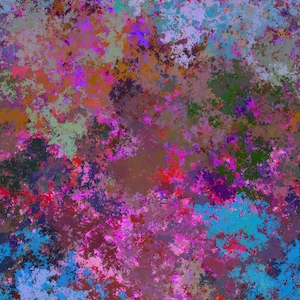 Puede incluir: Arte digital abstracto con un efecto de pintura salpicada de colores. Los colores son principalmente tonos de azul, morado, rosa y verde.