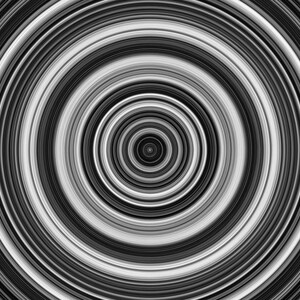 Könnte beinhalten: Abstraktes Muster aus schwarzen und weißen konzentrischen Kreisen. Die Kreise sind spiralförmig angeordnet und erzeugen einen hypnotischen Effekt.