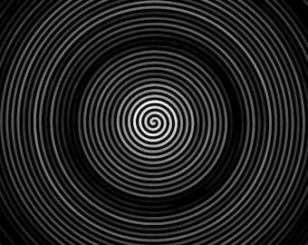 Black and White Spiral Poster - Algorithmically Generated Art