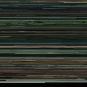 May include: A close-up of a digital screen displaying a pattern of horizontal lines in various shades of green, blue, and brown.