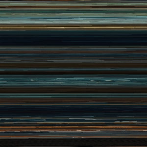 May include: Abstract digital art with horizontal stripes in shades of blue, green, brown, and black.