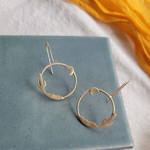 Geometric Golden Cactus Earrings image 2