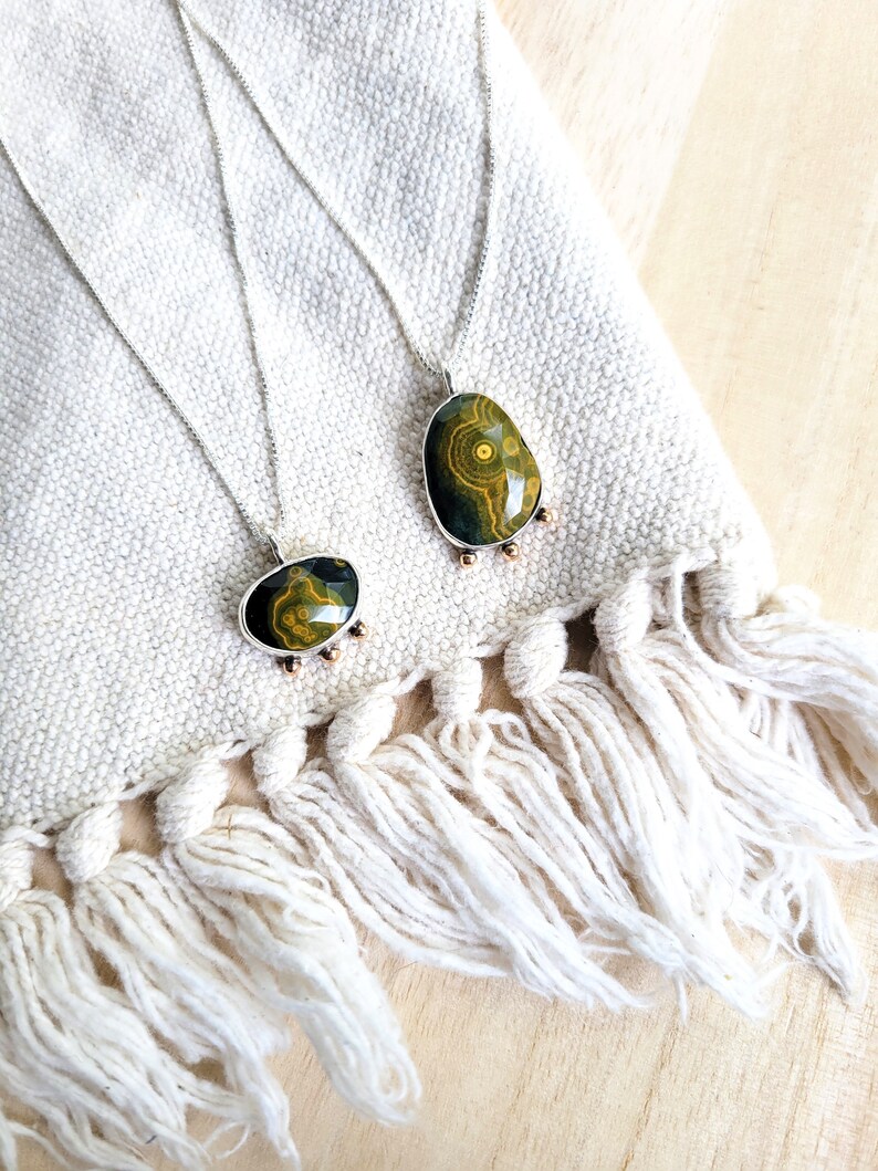 Ocean Jasper Necklace With Sterling Silver Chain - Etsy