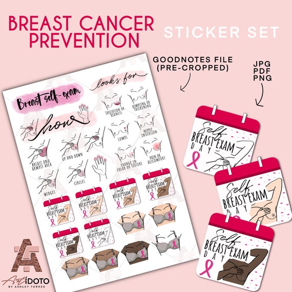 Breast Self Exam Digital Stickers Breast Cancer Prevention Etsy