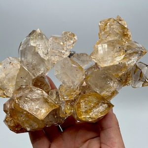 849 g Enhydro Golden Healer Herkimer Diamond Gem Cluster, Huge Record Keeper, Rainbows