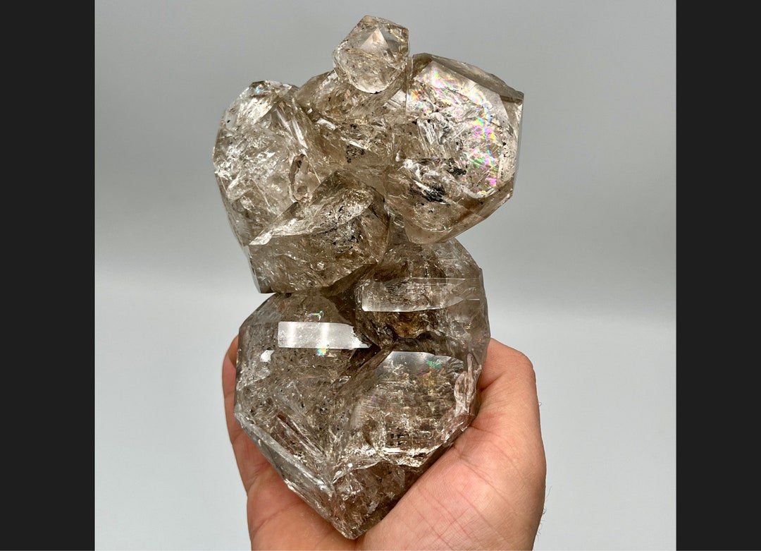 2 Lb Huge Smoky Herkimer Diamond Skeletal Cluster Huge Etsy