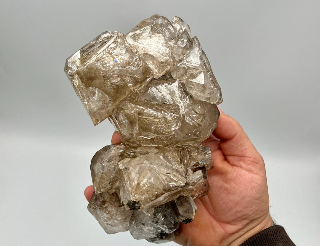 2.89 Lb HUGE Smoky Skeletal Herkimer Diamond Cluster, Best Ever Diamond