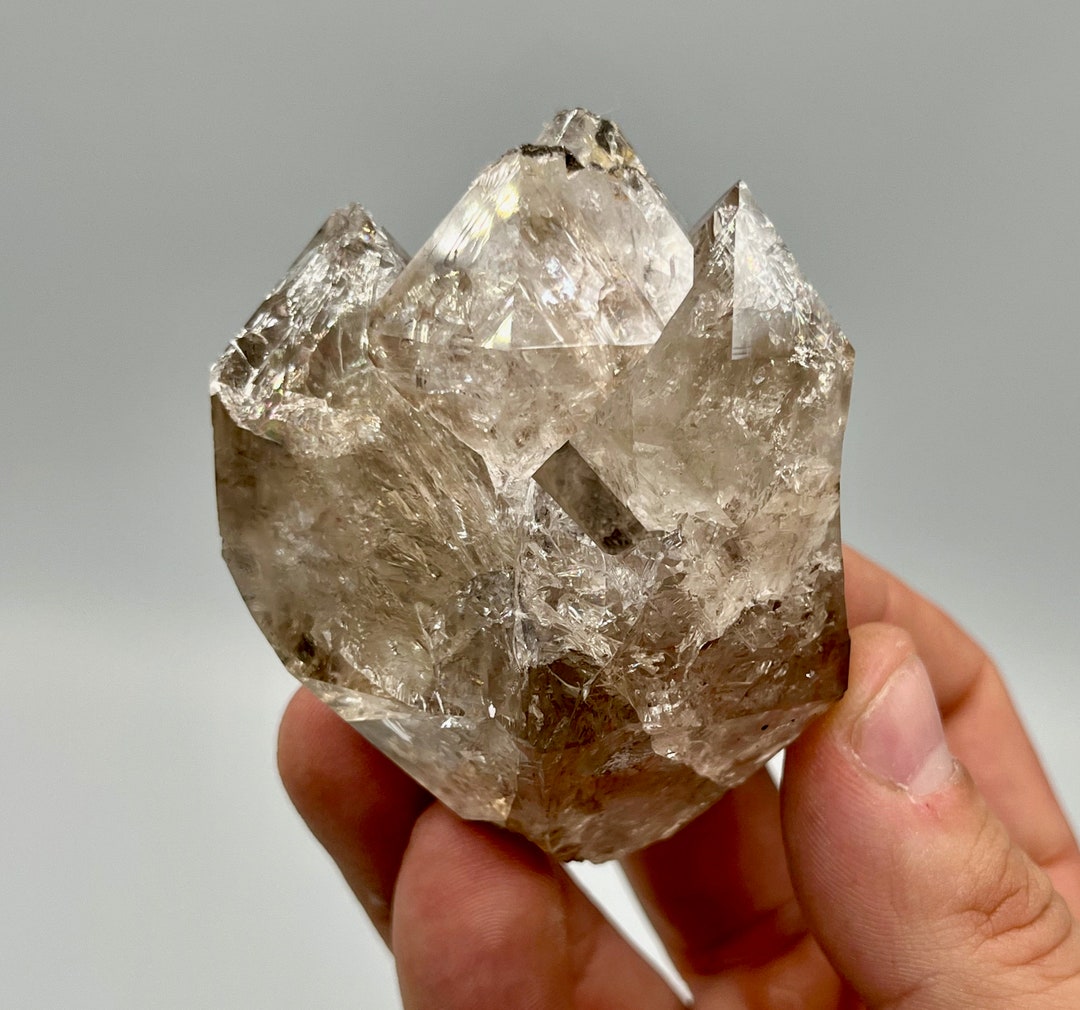 236 G Skeletal Herkimer Diamond Cluster W/ Rainbows, Unique Formation