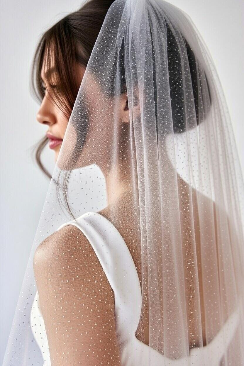 CUSTOM MADE Silver Mica Flake Veil in Ivory. CUSTOM MADE Silver Mica Flake Veil in Ivory main image 2