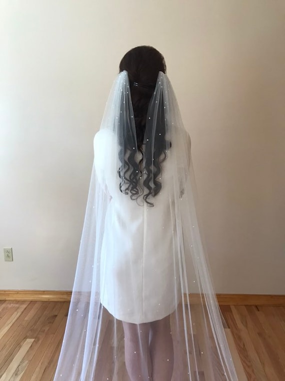 Split Anna Veil With Half Pearl Detail - Etsy