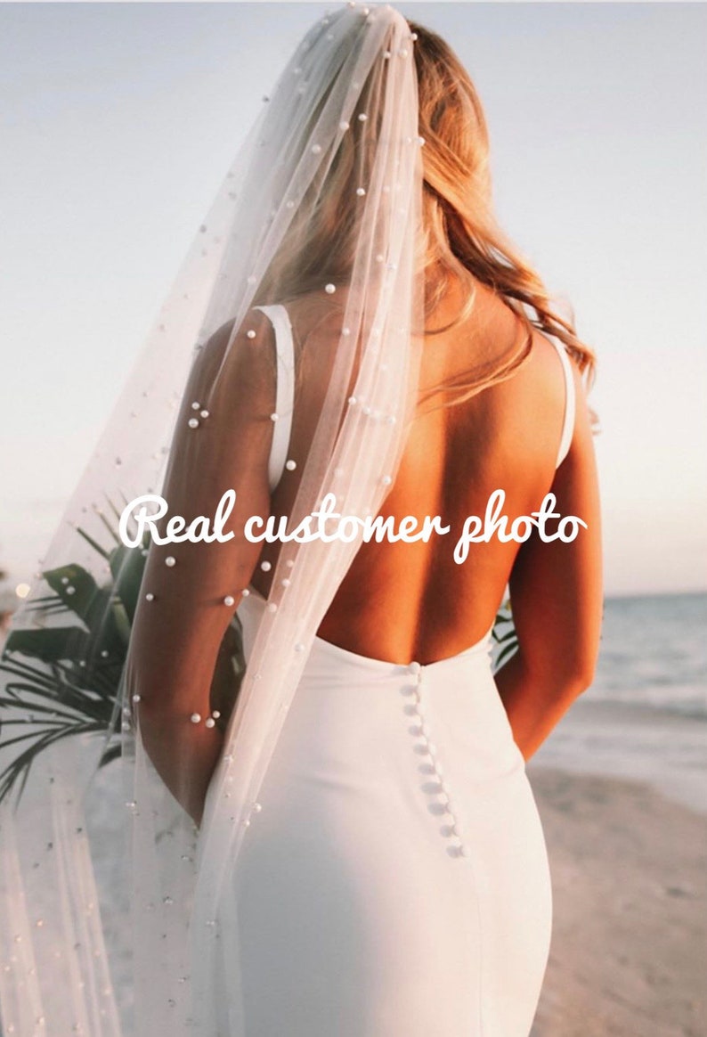 pearl veil. weding veil. bridal veil. accessories Paradise Veil with Pearl detail.