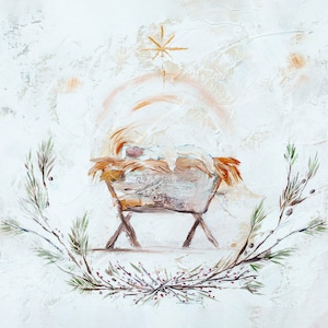 Away in a Manger - Baby Jesus Paper Print in Multiple Sizes