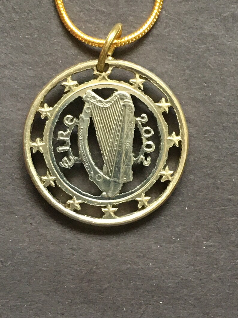 Ireland Cut Coin Pendant from a 1 Euro Coin 2002,2003,2006,2007 or 2009