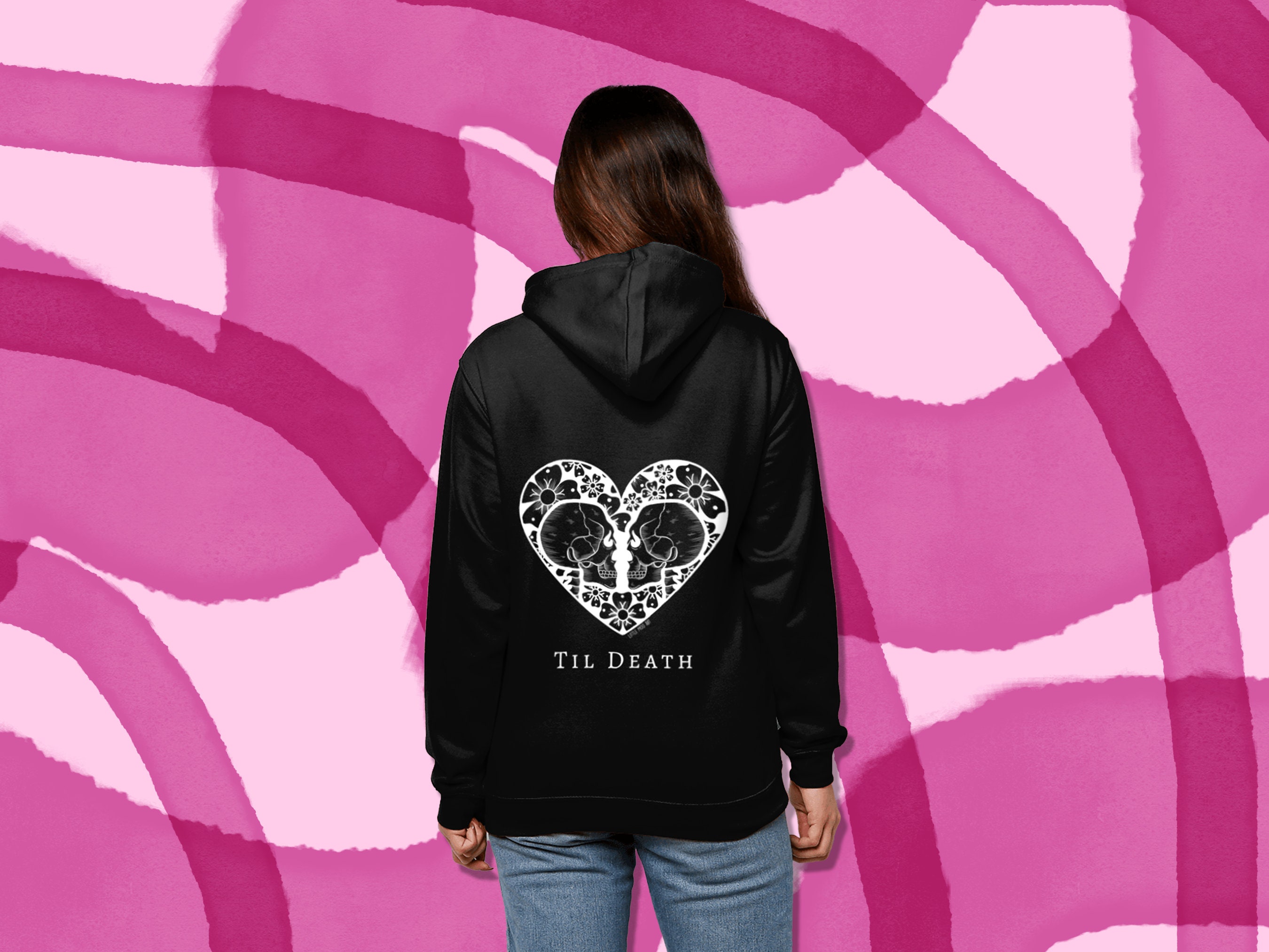 Til Death Hoodie, Skull Lovers Printed Hooded Jumper, Super Soft
