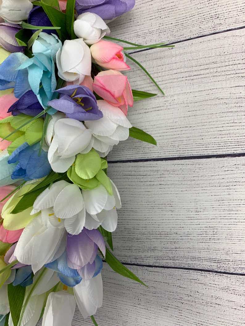 Floral Twig Wreath Everyday Floral Front Door Decor Pastel Tulip Wreath Spring Tulip Wreath for Front Door