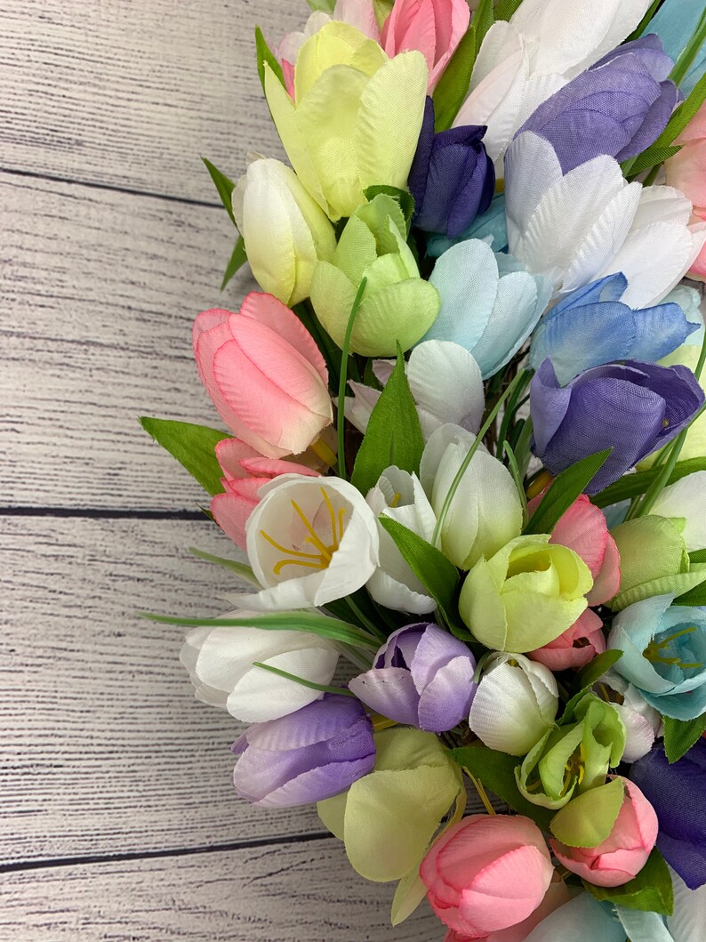 Floral Twig Wreath Everyday Floral Front Door Decor Pastel Tulip Wreath Spring Tulip Wreath for Front Door