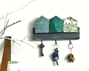 Wooden Emerald Green Storage Organizer for Keys and | Etsy