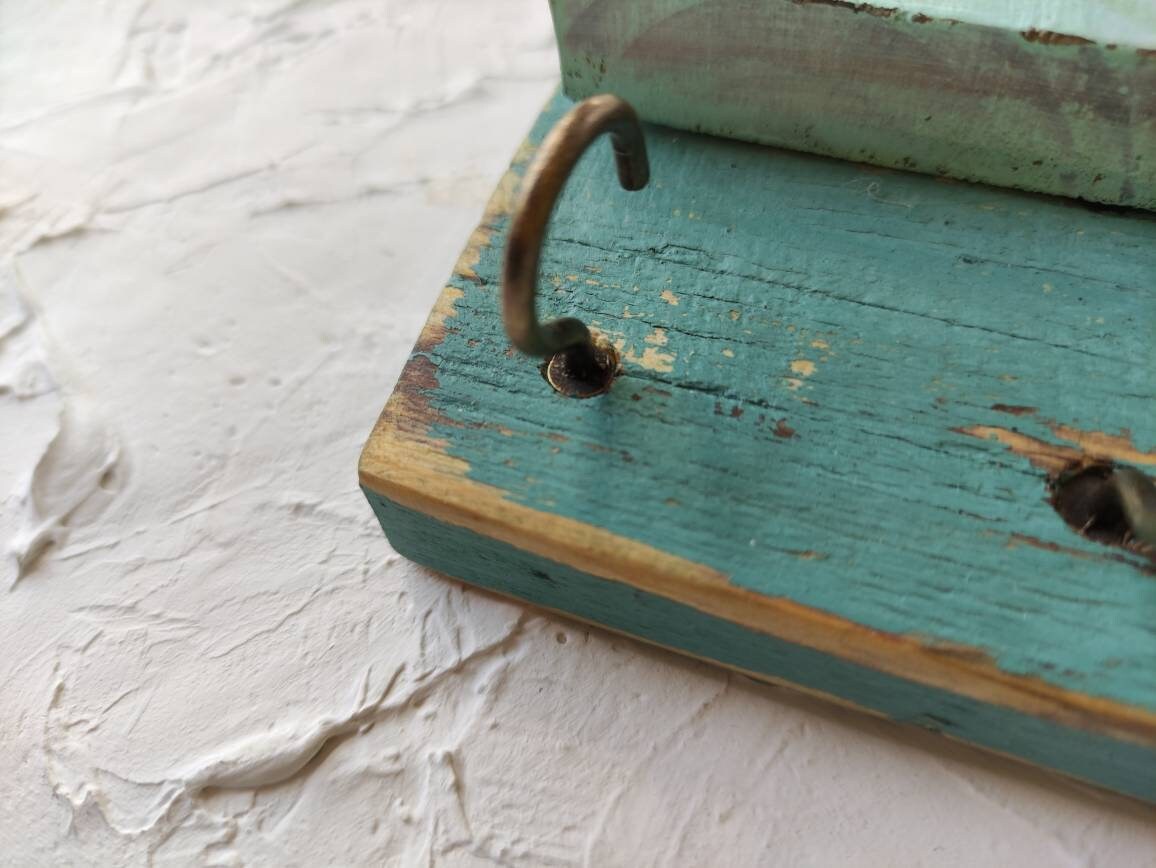 Wooden Emerald Green Key Holder for Wall Face Mask Holder | Etsy