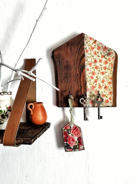 Wooden Key Holder for a Wall Wooden House Organizer for Key and Face Masks Key Hanger Organizer for a Wall Etsy