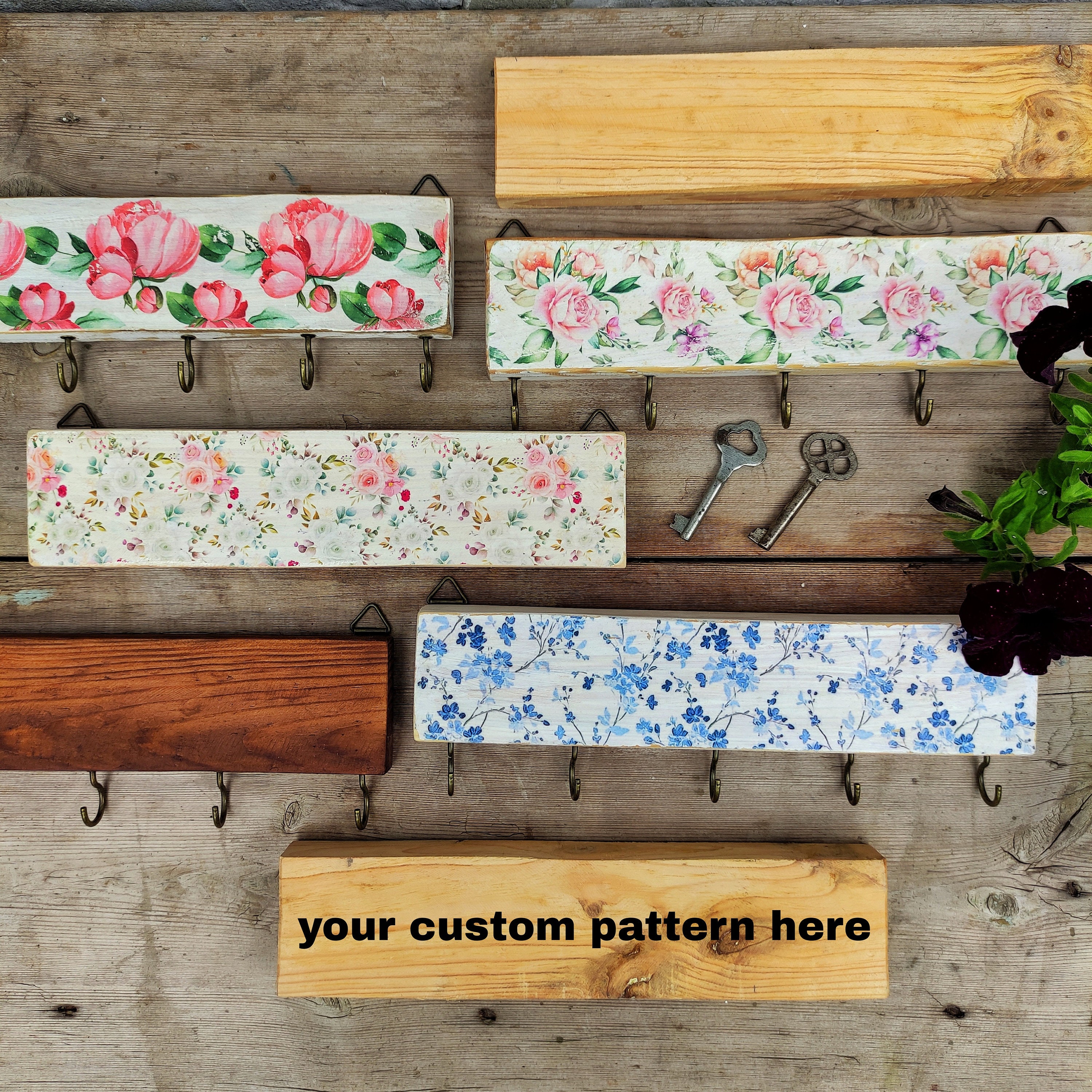 Custom Wooden Key Holder for a Wall With Your Unique Pattern ...
