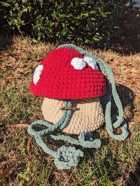 Handmade croch mushroom backpack Free Crochet Pattern: Faerie Forager Mushroom Backpack  main image 2