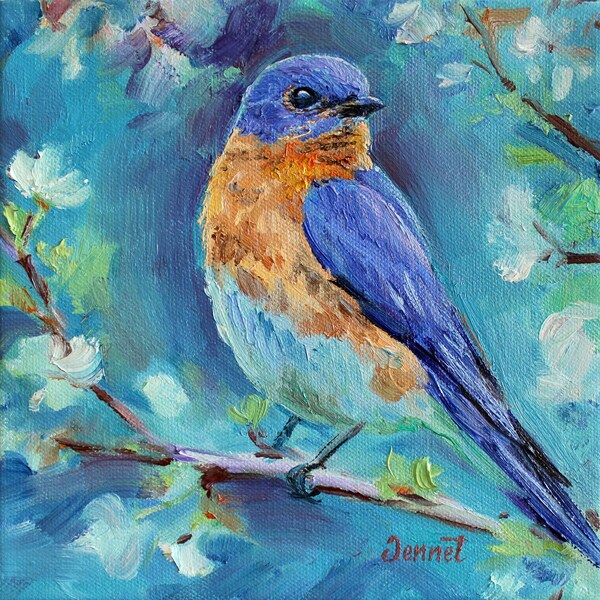 The Majesty of Blue 8"x8" Original Oil Painting by Jennet Norman