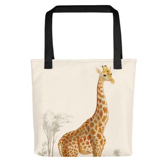 Selection of sizes available Vintage Giraffe illustration on Canvas Tote