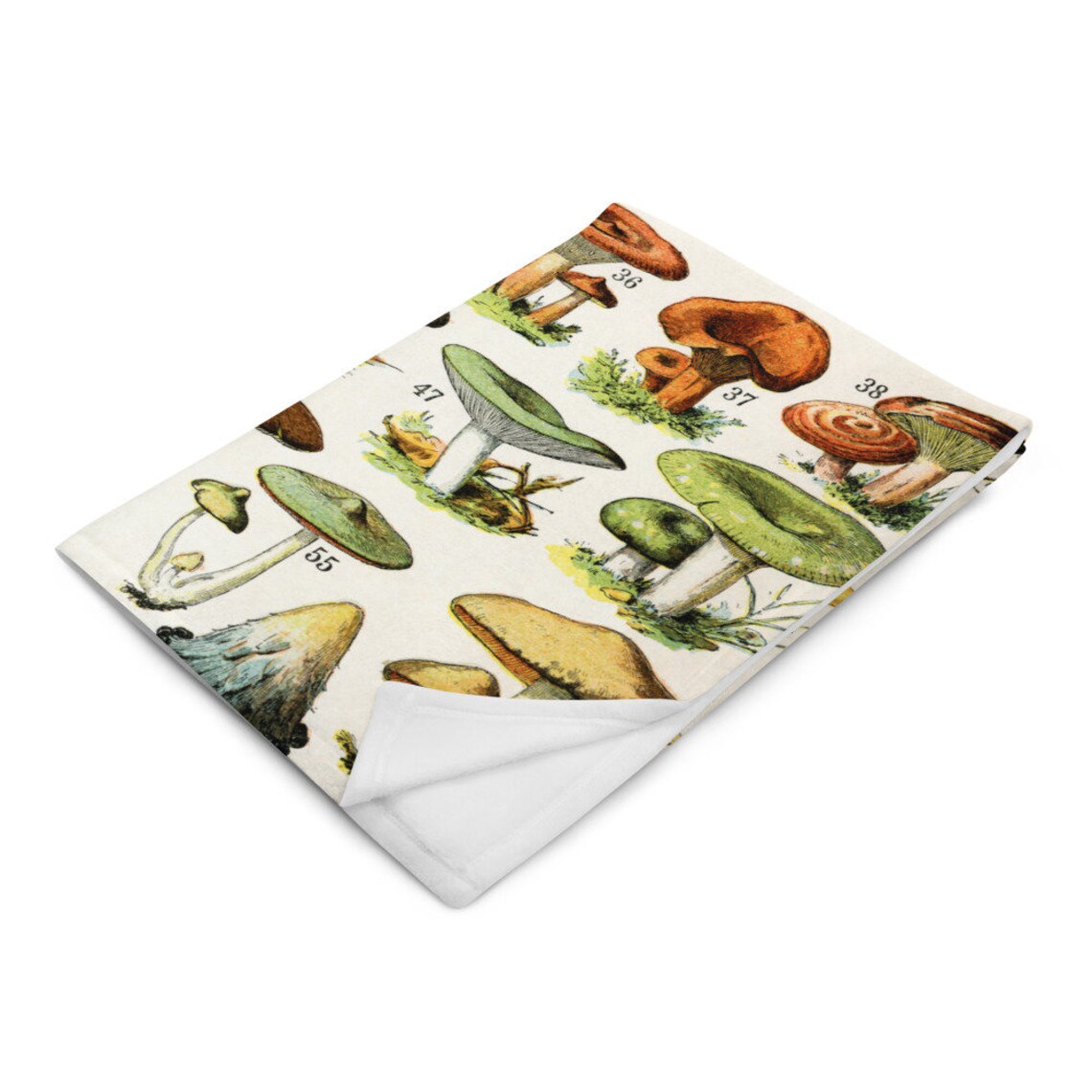 Mushroom Vintage Print Throw Blanket Mushrooms Art Throw Etsy