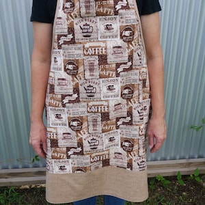 Coffee lovers apron, cotton apron, adult apron.